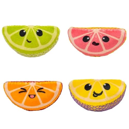 Catstages Dental Fruit Wedges Catnip Chew Toys 5.3" (13.5cm) 4-Pack | Textured Dental Mesh for Teeth Cleaning thumbnail 1