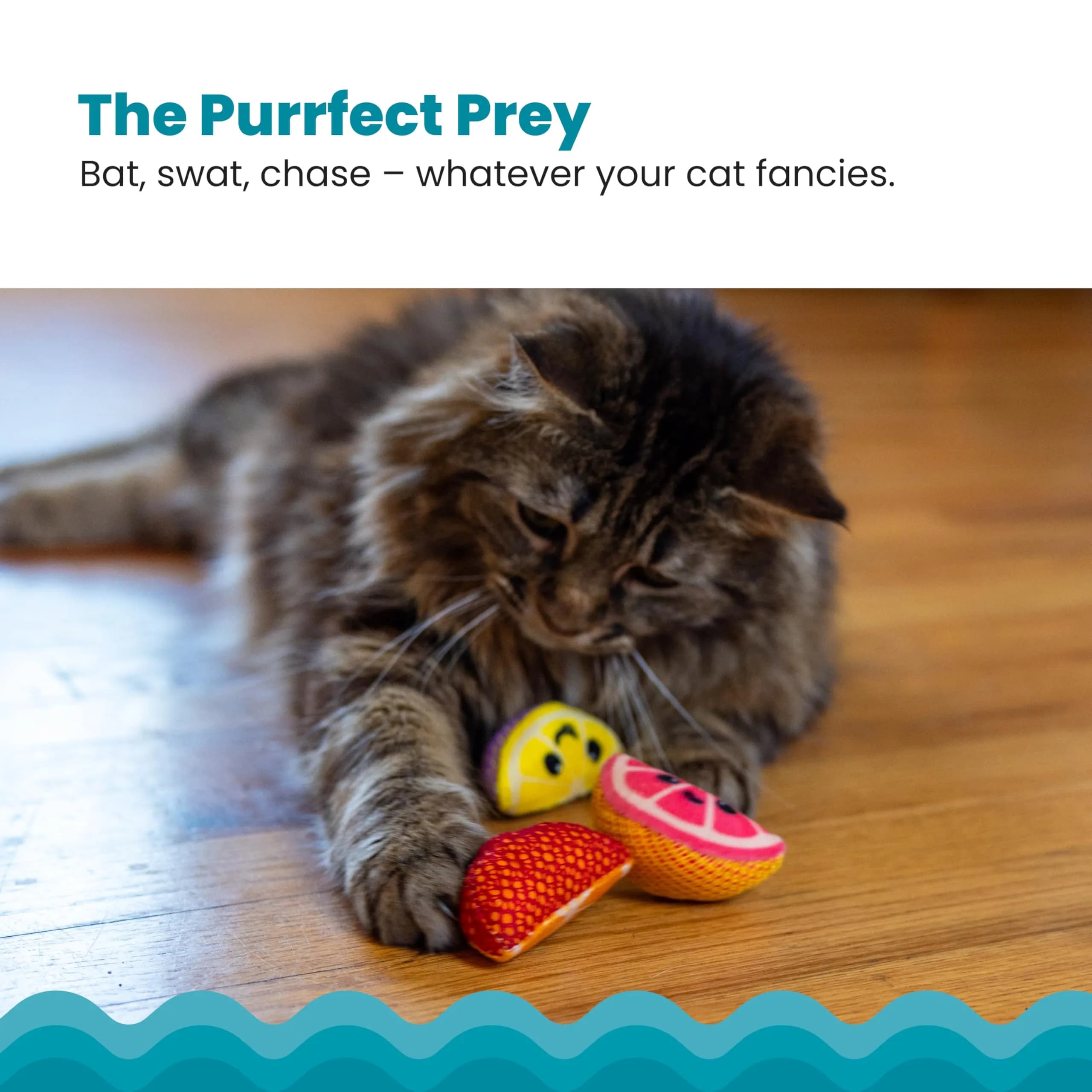 Catstages Dental Fruit Wedges Catnip Chew Toys 5.3" (13.5cm) 4-Pack | Textured Dental Mesh for Teeth Cleaning - view 4