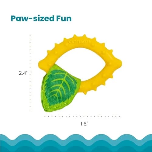 Catstages Dental Lemon Teether Interactive Chew Cat Toy with Catnip, 2.4" | Soft & Multi-Textured, Helps Keep Teeth Clean, Massages Gums, Catnip Oil Coating, Bat & Carry, Enrichment for Cats & Kittens thumbnail 5