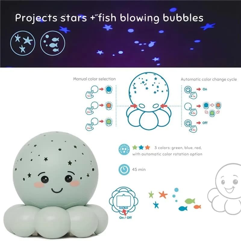 Cloud b Twinkles to Go Octo Pastel Green | Portable Night Sky Projector for Bedroom & Travel thumbnail 8