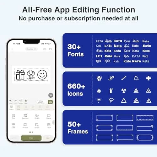 SUPVAN E11 Bluetooth Label Maker Machine with Keyboard & App, 203 dpi, Black | Rechargeable, Inkless, Portable thumbnail 5