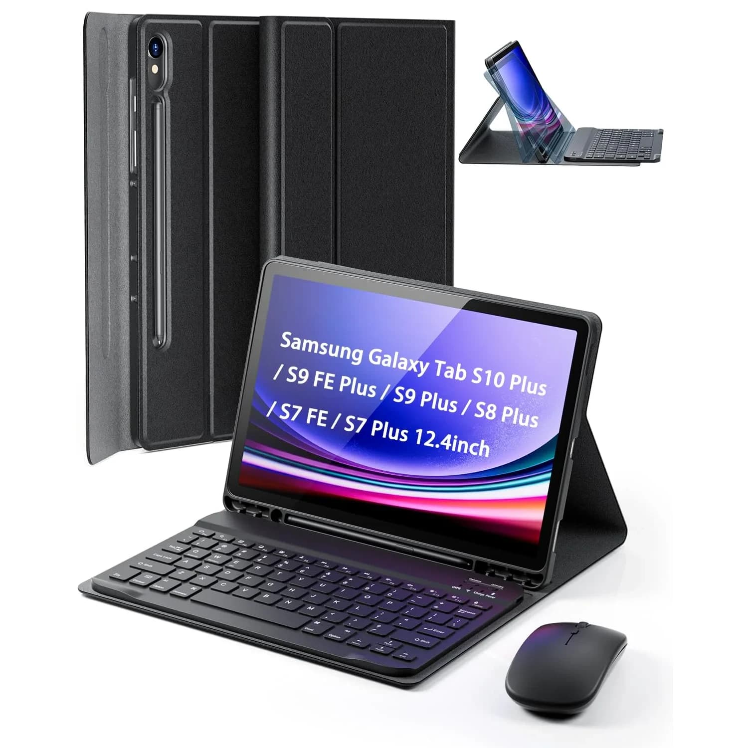 TUNKARMOR Keyboard Case for Samsung Galaxy Tab S10 FE+ Plus 13.1 inch - Pink | Detachable Magnetic Keyboard with S Pen Holder & Auto Sleep/Wake — 12.4 Inch