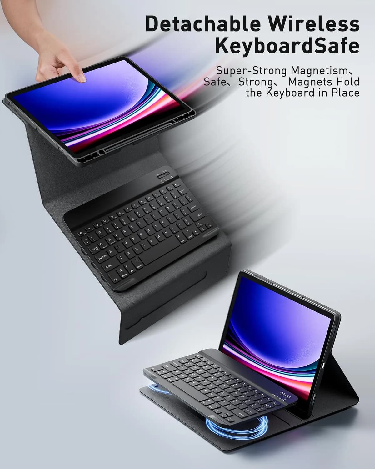 TUNKARMOR Detachable Keyboard Case with Mouse for Samsung Galaxy Tab S10+/S9 FE+/S9+/S8+/S7 FE/S7+ 12.4-inch | 360° Protection & S Pen Holder - view 5