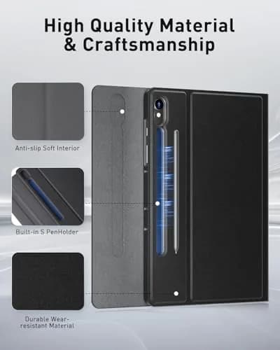 TUNKARMOR Detachable Keyboard Case with Mouse for Samsung Galaxy Tab S10+/S9 FE+/S9+/S8+/S7 FE/S7+ 12.4-inch | 360° Protection & S Pen Holder thumbnail 6