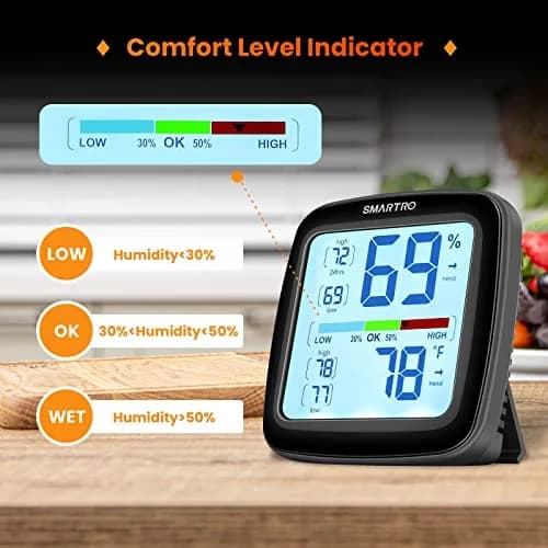 SMARTRO SC42 Digital Hygrometer Indoor Room Thermometer | High Precision Temperature & Humidity Monitor thumbnail 3