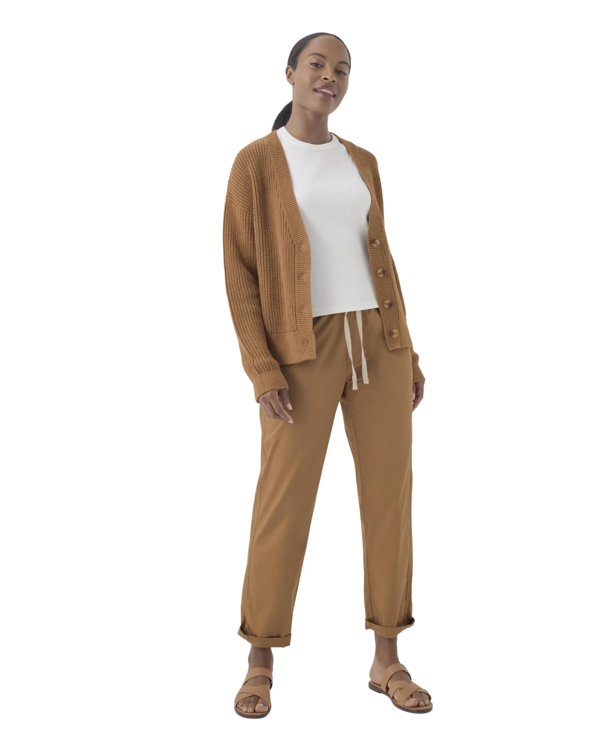 Pact Organic Cotton Women's Daily Pants Camel | Breathable, Stretch & Versatile (70-120 chars)