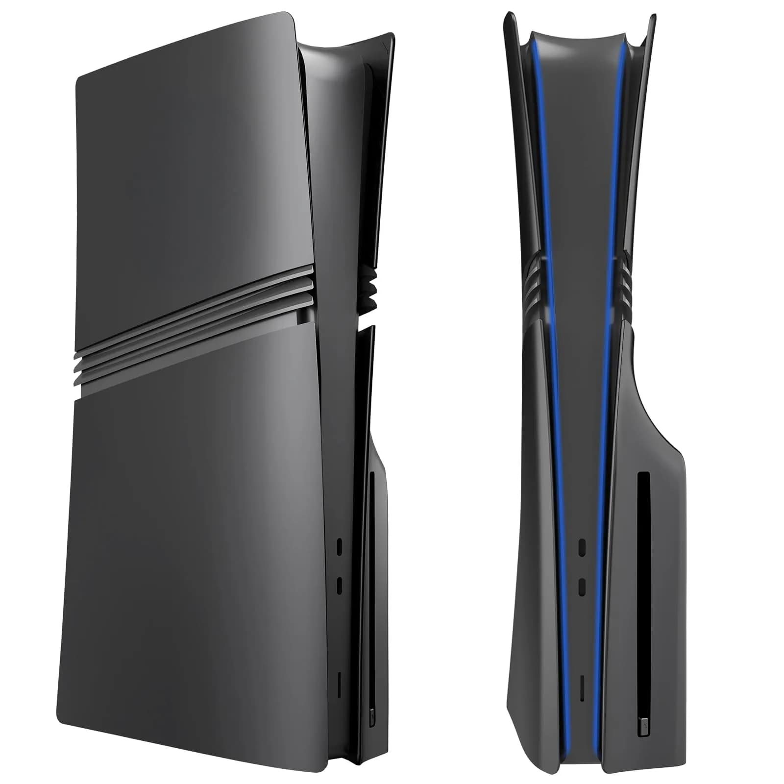 MIKNEKE Black Matte Faceplates for PS5 Pro Disc Edition | Replacement Side Shell Panels — Black