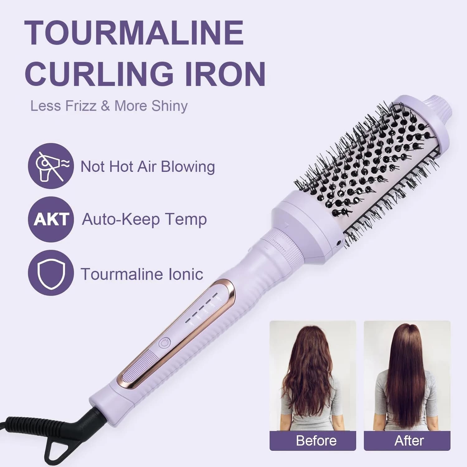 Sonew Heated Round Brush Set 1.25"/1.5"/1.75" | 3 Sizes for All Hair Types, 290-450°F, Dual Voltage, Lilac thumbnail 5