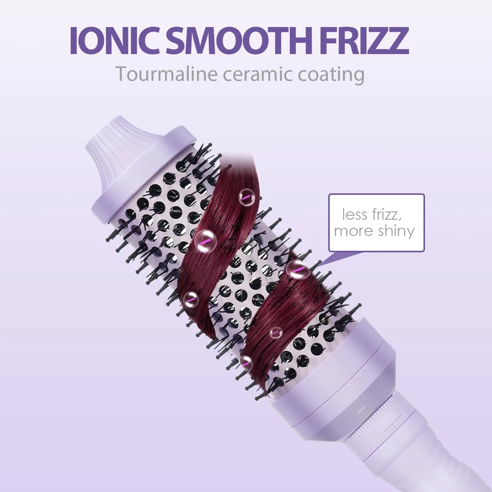 Sonew Heated Round Brush Set 1.25"/1.5"/1.75" | 3 Sizes for All Hair Types, 290-450°F, Dual Voltage, Lilac thumbnail 6
