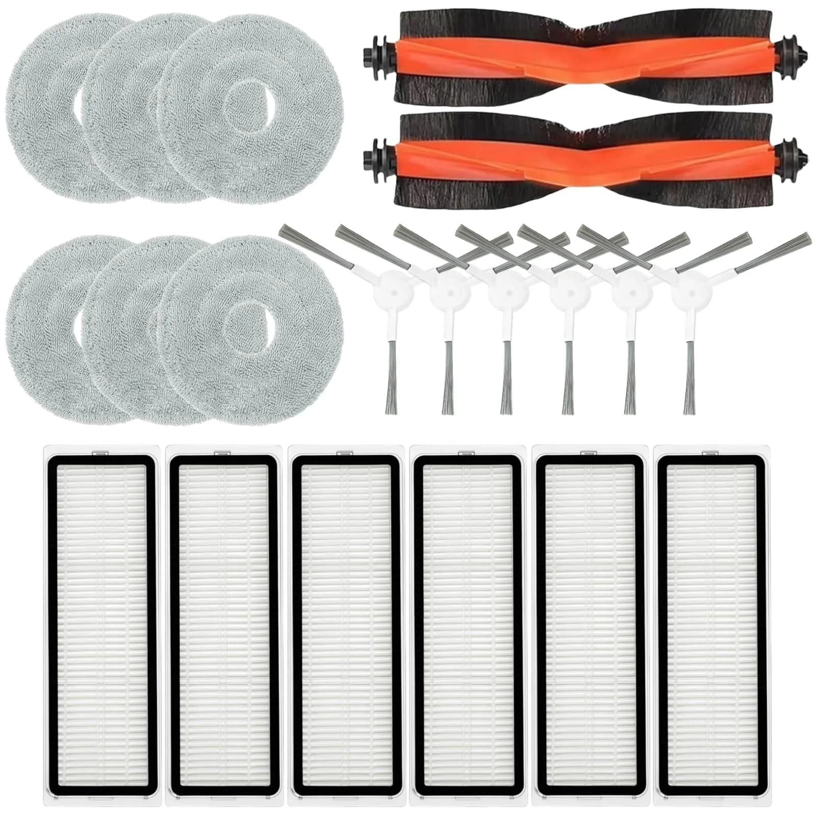 sonecesiya Accessories Kit for Xiaomi S20 Plus / S20+ Robot Vacuum Cleaner | 2 Main Brushes, 6 Filters, Mop Pads