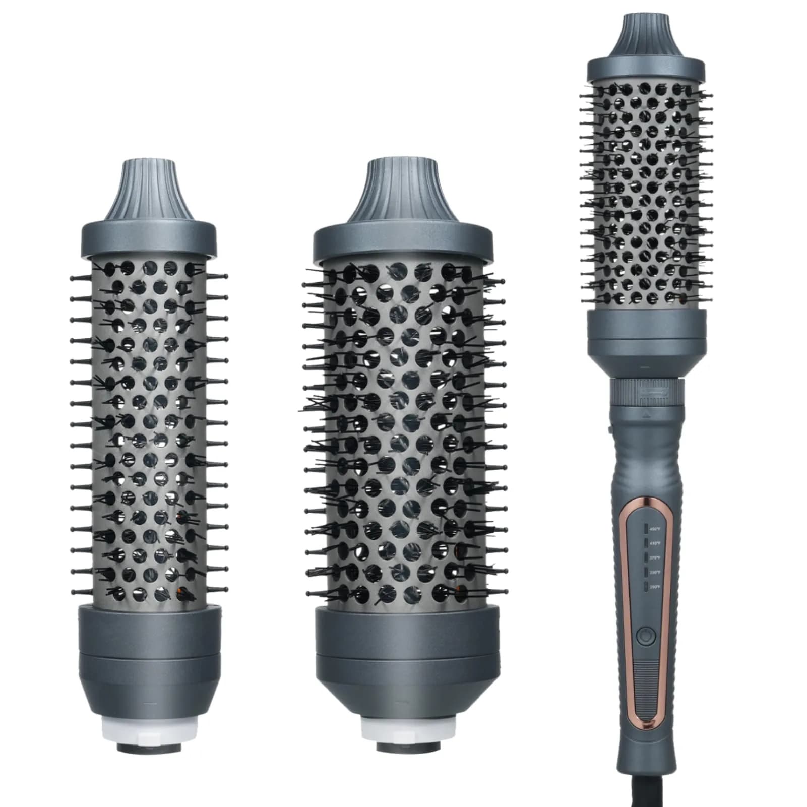 Sonew Heated Round Brush, 1.25"/1.5"/1.75" | Ionic Tech, Dual Voltage, Smooths Frizz & Adds Volume — Dark Gray