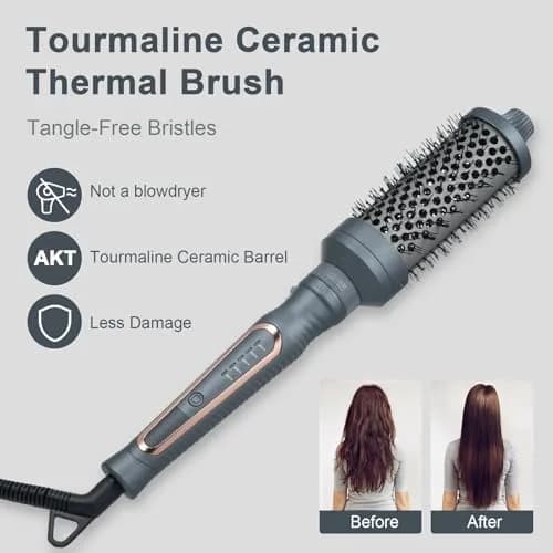 Sonew Heated Round Brush, 1.25"/1.5"/1.75" | Ionic Tech, Dual Voltage, Smooths Frizz & Adds Volume thumbnail 4