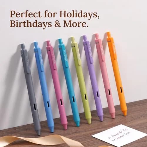 WRITECH Vintage Multicolor Gel Pens 8 Count (0.5mm Fine Point) | Smooth Writing & Quick Dry thumbnail 8