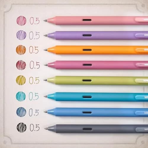 WRITECH Vintage Multicolor Gel Pens 8 Count (0.5mm Fine Point) | Smooth Writing & Quick Dry thumbnail 3
