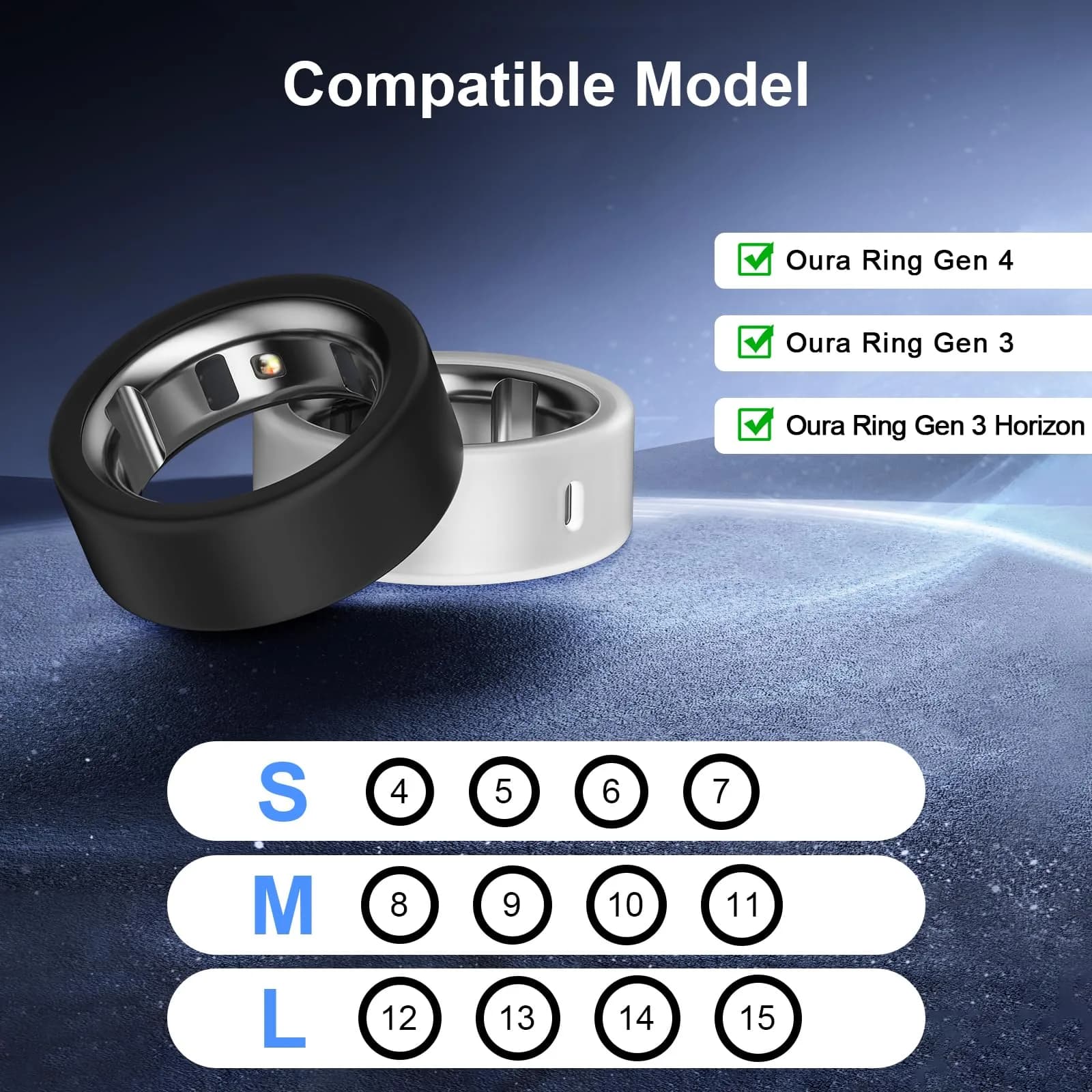 ZOOROO Black Oura Ring Gen 4/3 Cover for Size 14 | Protects Your Smart Ring - view 2
