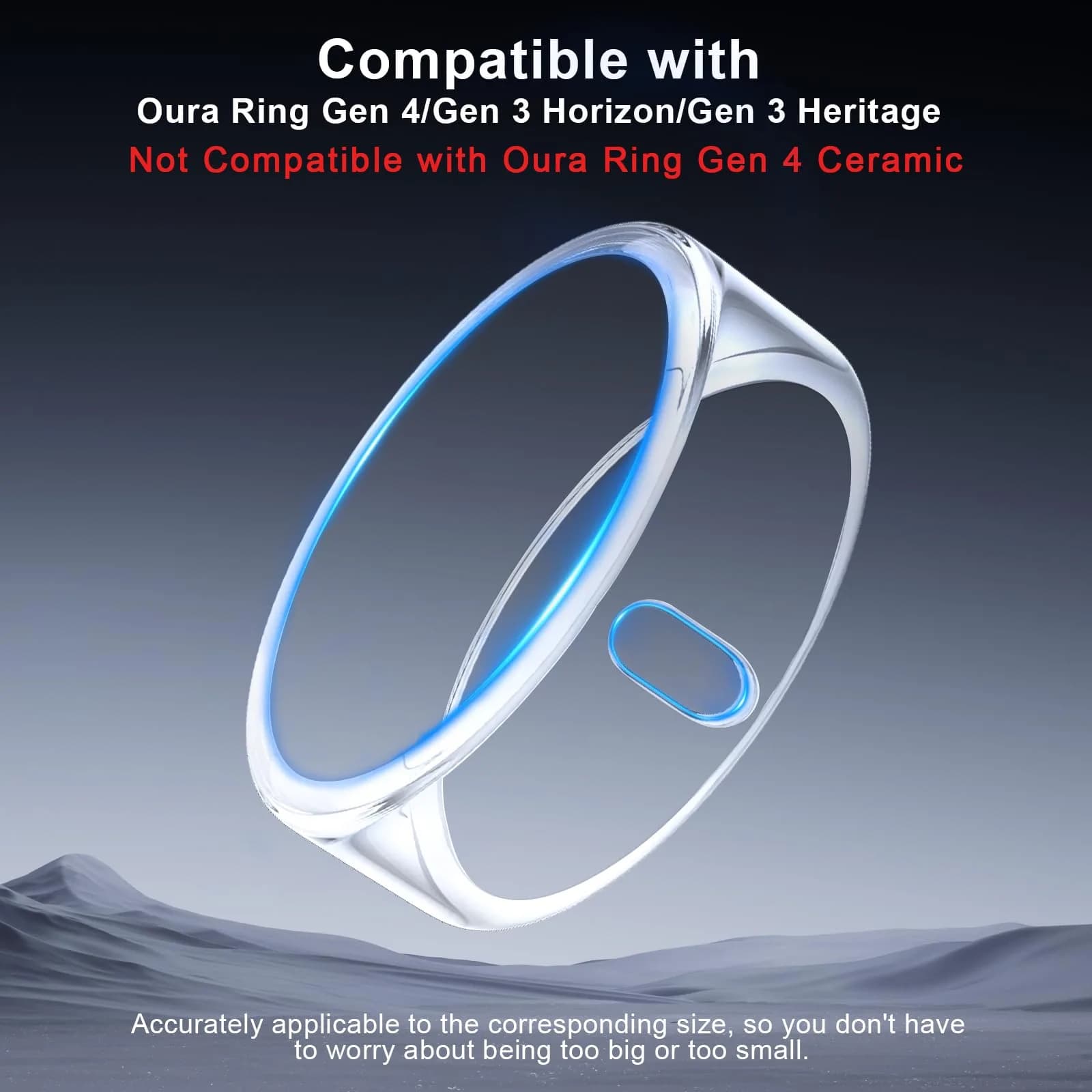 ZOOROO Clear 3 Pack Oura Ring Gen 4/3 Cover | TPU Protector for Size 6 - view 2