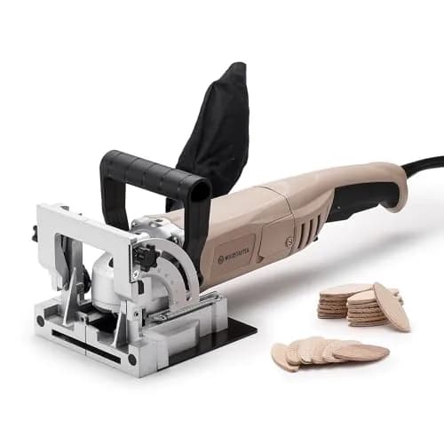 WOODSTARTER Biscuit Joiner Tool, 8.5 Amp 12000 RPM, Adjustable Angle & Depth, Dust Bag & 100 Biscuits | Wood Joinery & Furniture thumbnail 1
