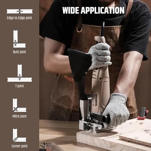WOODSTARTER Biscuit Joiner Tool, 8.5 Amp 12000 RPM, Adjustable Angle & Depth, Dust Bag & 100 Biscuits | Wood Joinery & Furniture thumbnail 7
