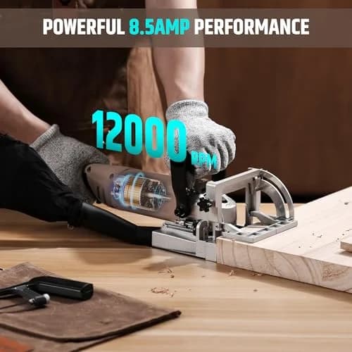WOODSTARTER Biscuit Joiner Tool, 8.5 Amp 12000 RPM, Adjustable Angle & Depth, Dust Bag & 100 Biscuits | Wood Joinery & Furniture thumbnail 3