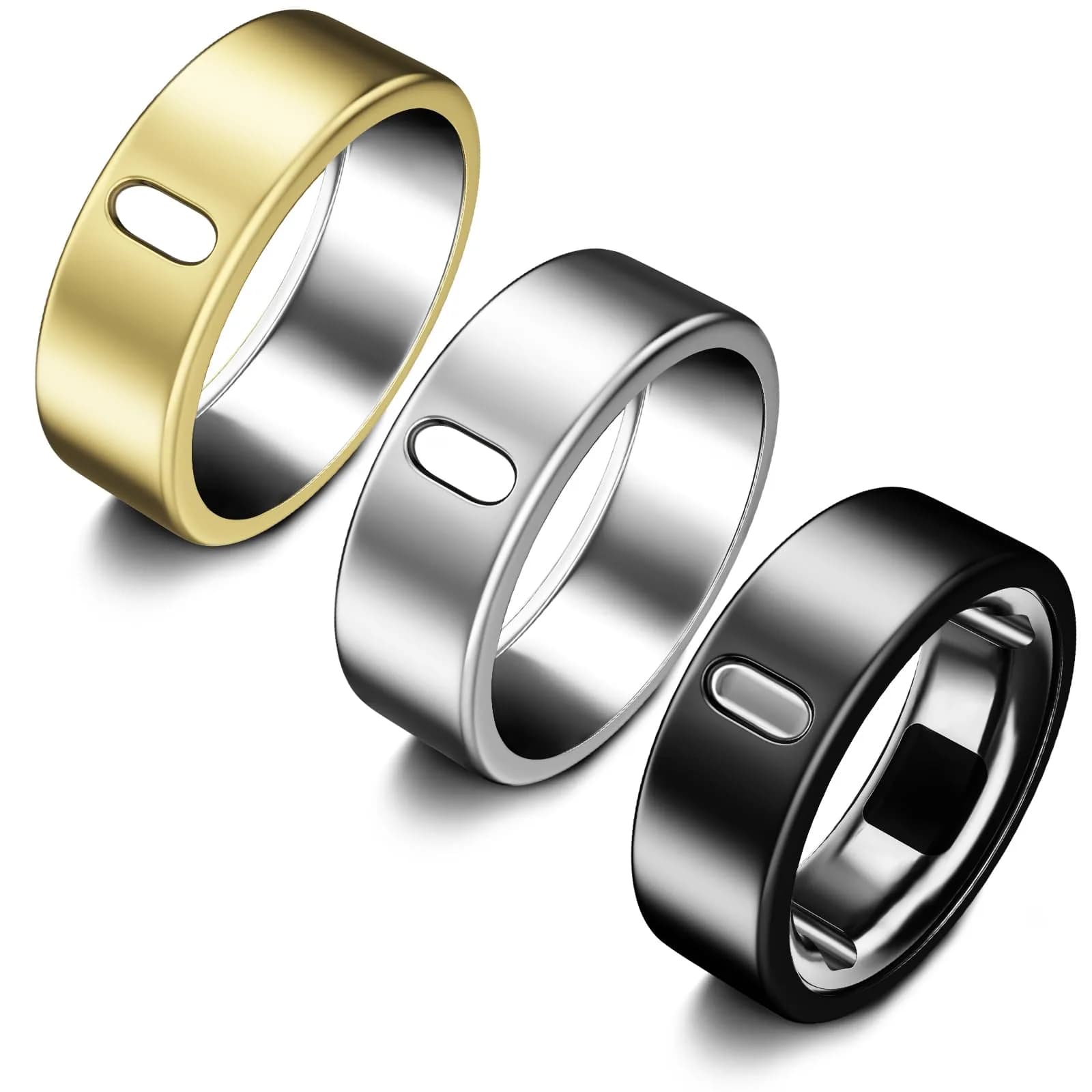 ZOOROO Oura Ring Cover 3-Pack | TPU Protector for Gen 3/4, Size 9 (Black+Silver+Gold) - main product image