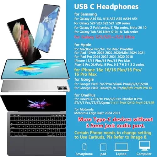 iHoto USB C Wired Earbuds for Samsung Galaxy A17 A16 5G | Hi-Fi Sound & Ergonomic Fit thumbnail 7