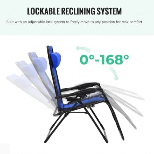 JEAREY Zero Gravity Chair, Oversized Padded Recliner - Black/Blue | 400 lbs Capacity, 29" Wide Seat, Lock Recline, Foldable Steel Frame for Patio & Garden thumbnail 6
