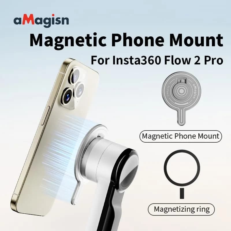 Rszfnjxry Magnetic Mount Adapter for Insta360 Flow 2 Pro | Stable Phone Attachment, Supports All Mobile Phones thumbnail 2