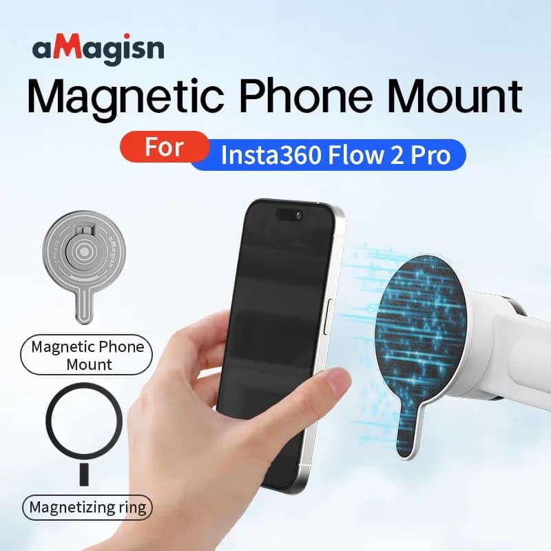 Rszfnjxry Magnetic Mount Adapter for Insta360 Flow 2 Pro | Stable Phone Attachment, Supports All Mobile Phones thumbnail 5