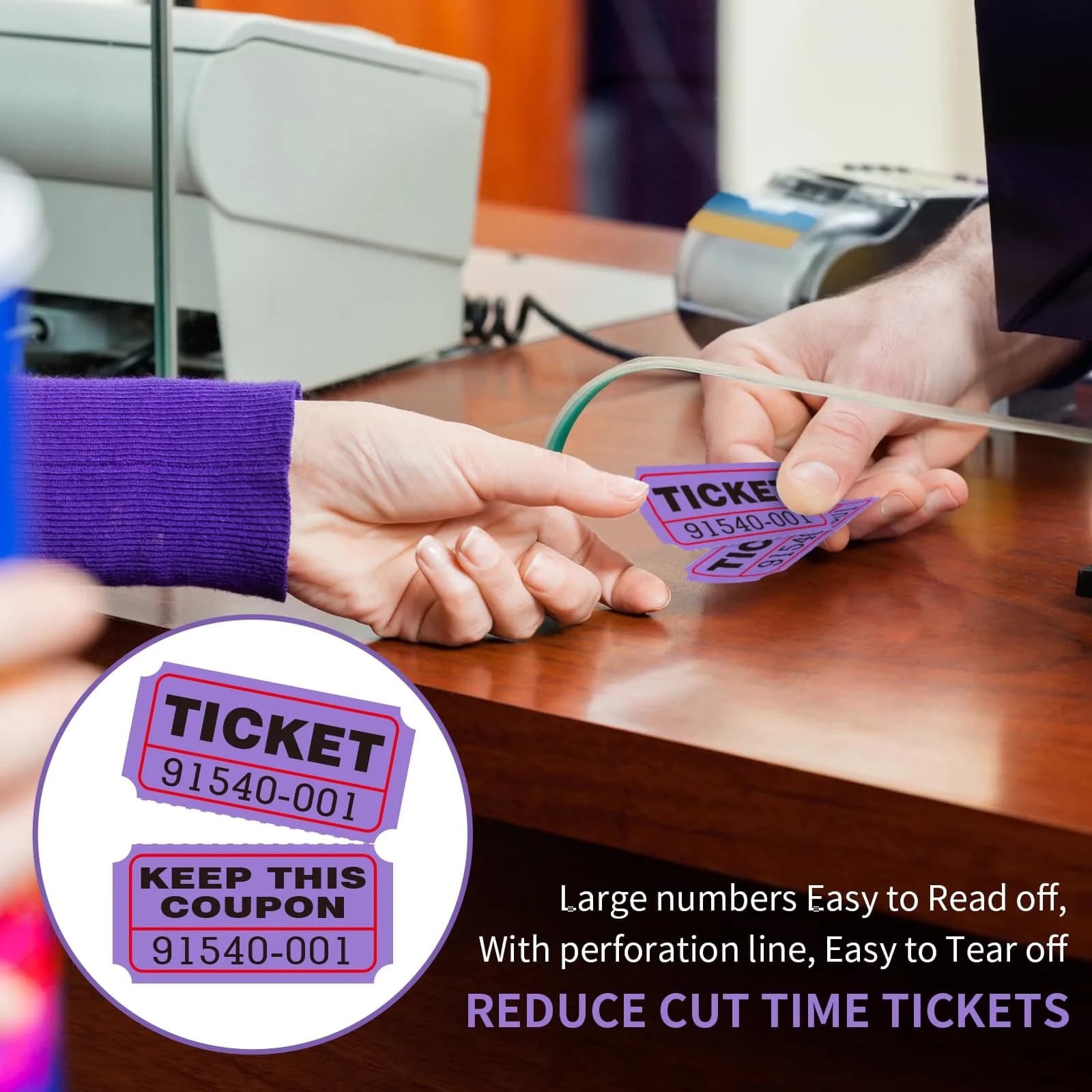 L LIKED Purple Raffle Tickets Double Rolls (1000 pcs) | 50/50 Event & Carnival Entry Tickets - view 6