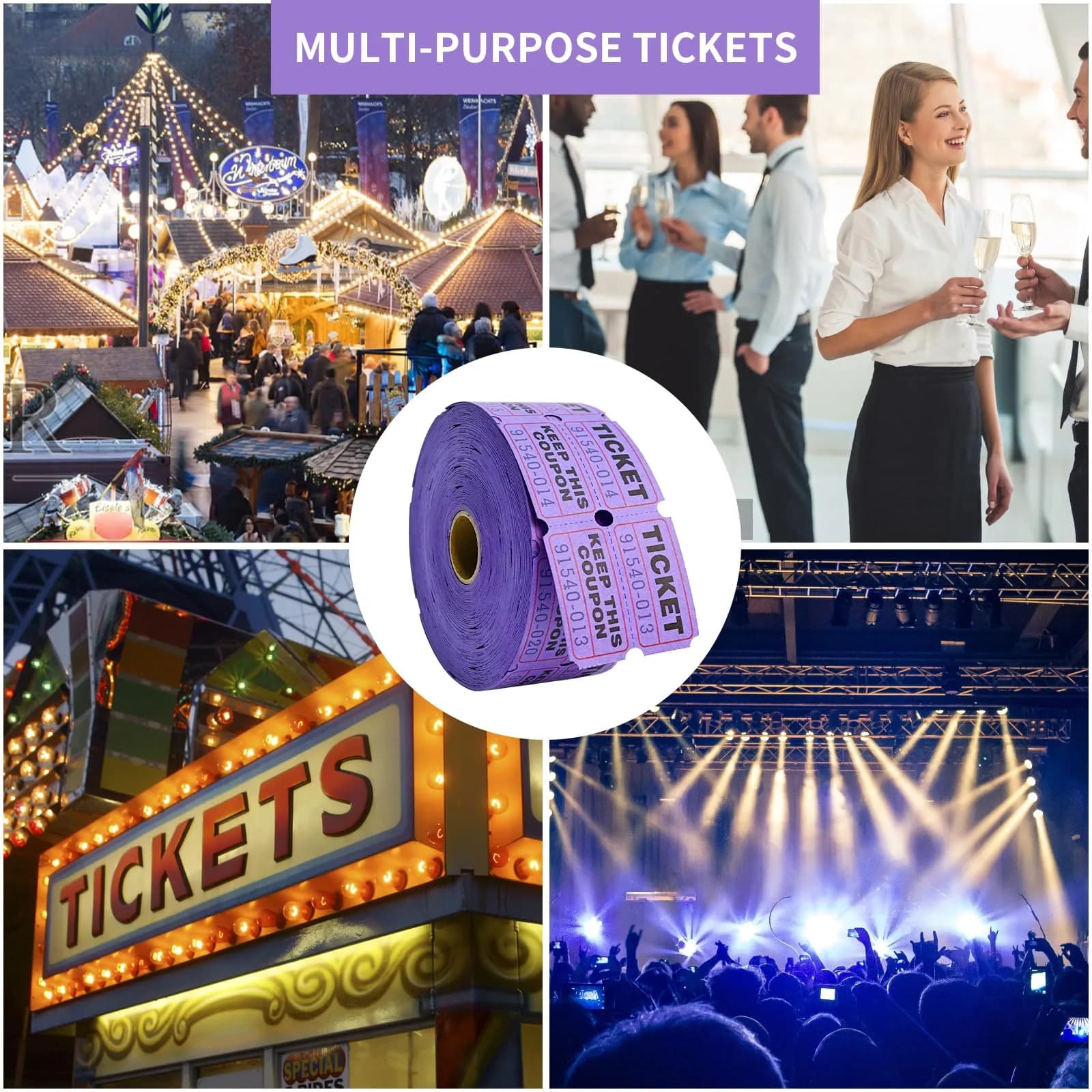 L LIKED Purple Raffle Tickets Double Rolls (1000 pcs) | 50/50 Event & Carnival Entry Tickets - view 7