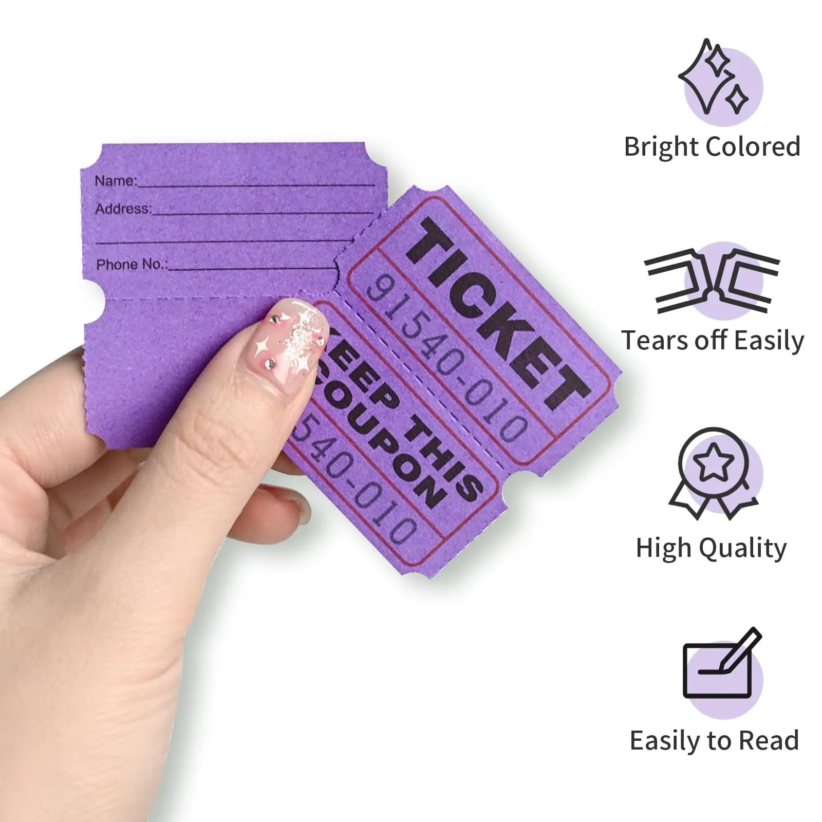 L LIKED Purple Raffle Tickets Double Rolls (1000 pcs) | 50/50 Event & Carnival Entry Tickets - view 4