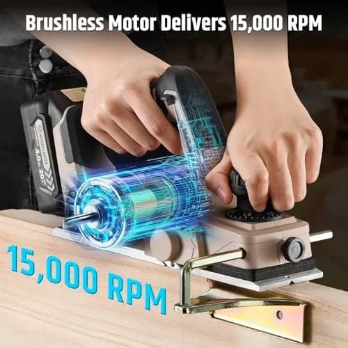 WOODSTARTER Cordless Electric Hand Planer 20V 3-1/4 Inch | Brushless Motor, Battery & Charger Included thumbnail 4