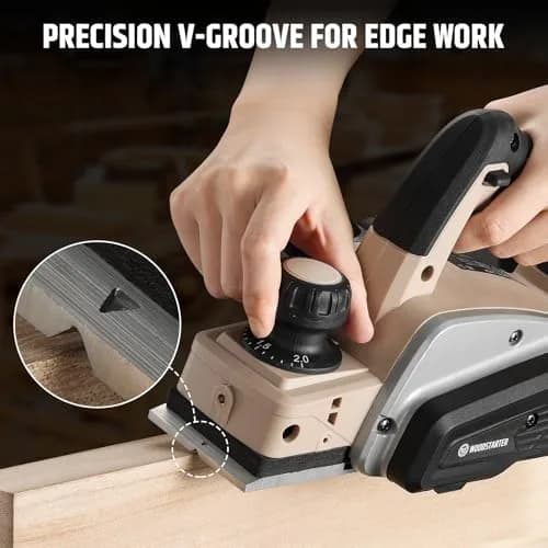 WOODSTARTER Cordless Electric Hand Planer 20V 3-1/4 Inch | Brushless Motor, Battery & Charger Included thumbnail 3