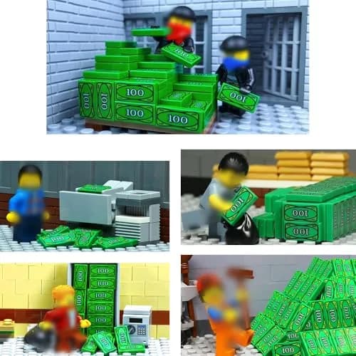 ARBTOTCE 200 Pcs 1x2 Dollar Bill Printed Flat Tiles | Educational Building Blocks for Kids Ages 6+ thumbnail 5