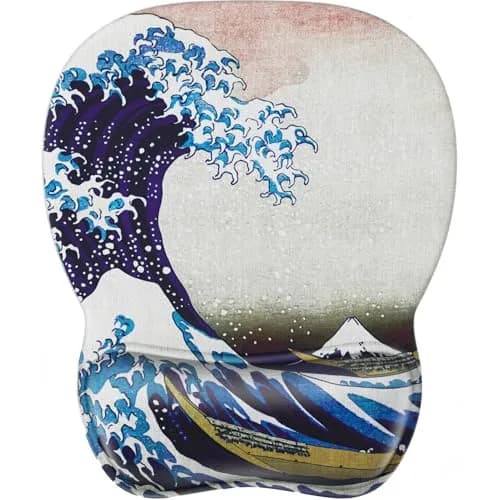 MROCO Ergonomic Mouse Pad with Gel Wrist Rest, Great Wave Design, 9.4 x 8.1 inches - main product image