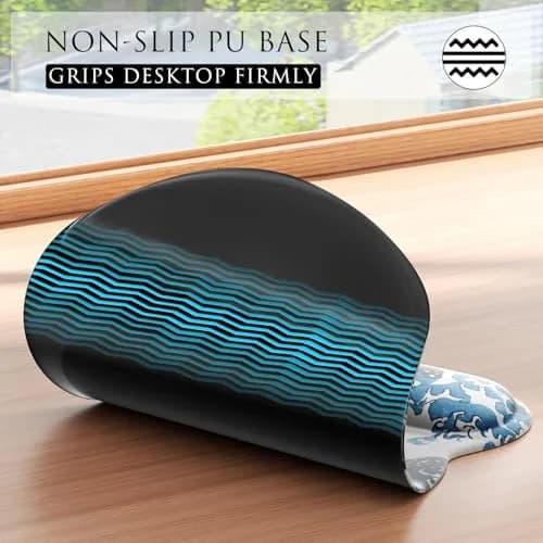 MROCO Ergonomic Mouse Pad with Gel Wrist Rest, 24cm x 20.5cm (9.4 x 8.1 in) | Great Wave Design thumbnail 6