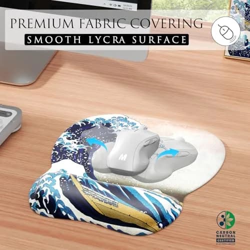 MROCO Ergonomic Mouse Pad with Gel Wrist Rest, 24cm x 20.5cm (9.4 x 8.1 in) | Great Wave Design thumbnail 2