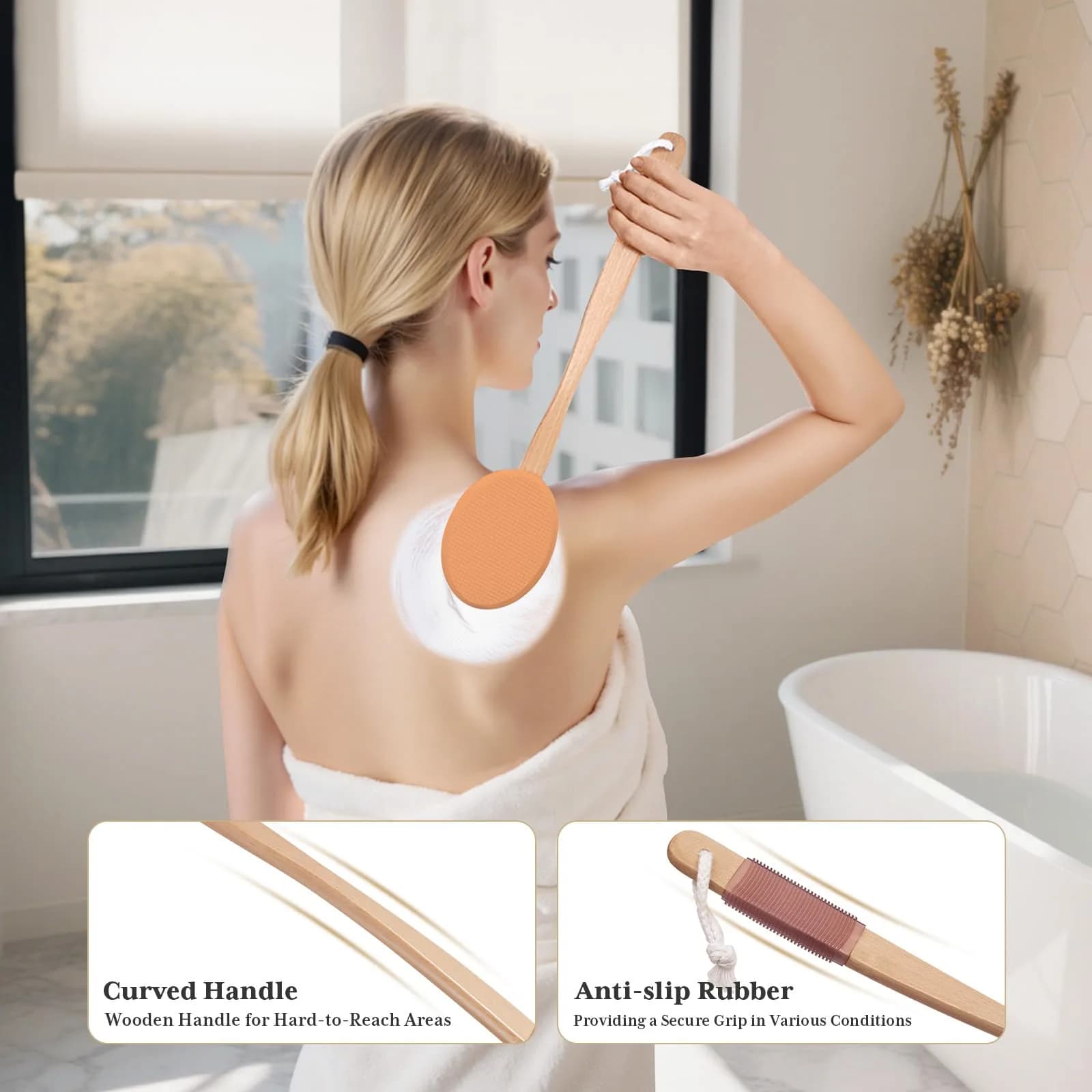 AmazerBath Lotion Applicator with 4 Replaceable Pads & Long Handle | FDA Approved for Back & Feet - view 5