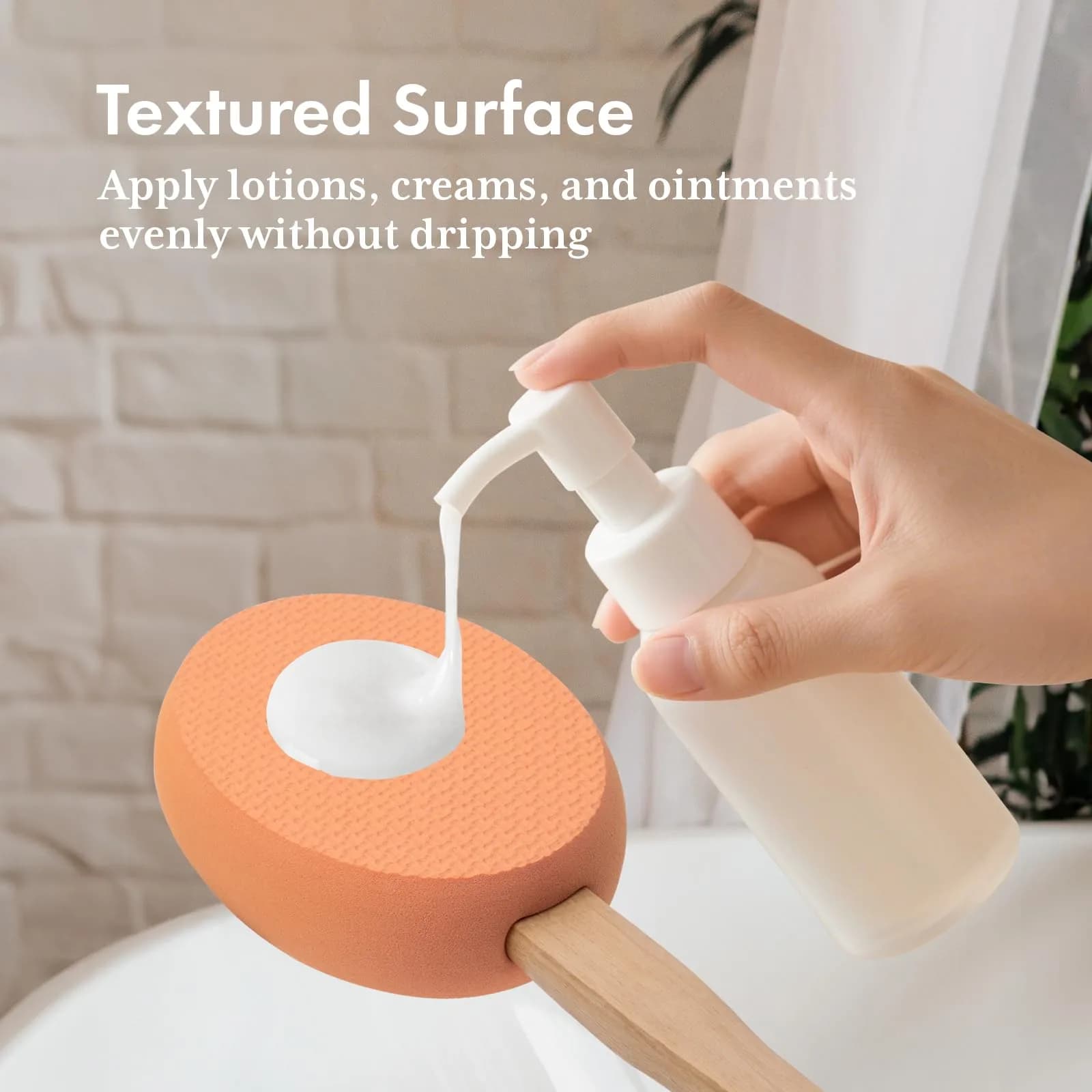 AmazerBath Lotion Applicator with 4 Replaceable Pads & Long Handle | FDA Approved for Back & Feet - view 3