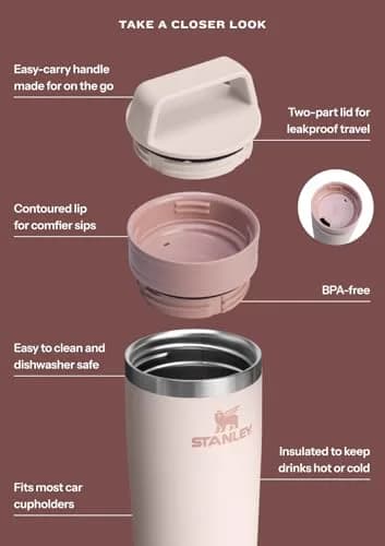 STANLEY Cafe-To-Go Travel Mug, 16 oz, Black 2.0 | Leakproof Double-Wall Insulated Coffee Mug thumbnail 3