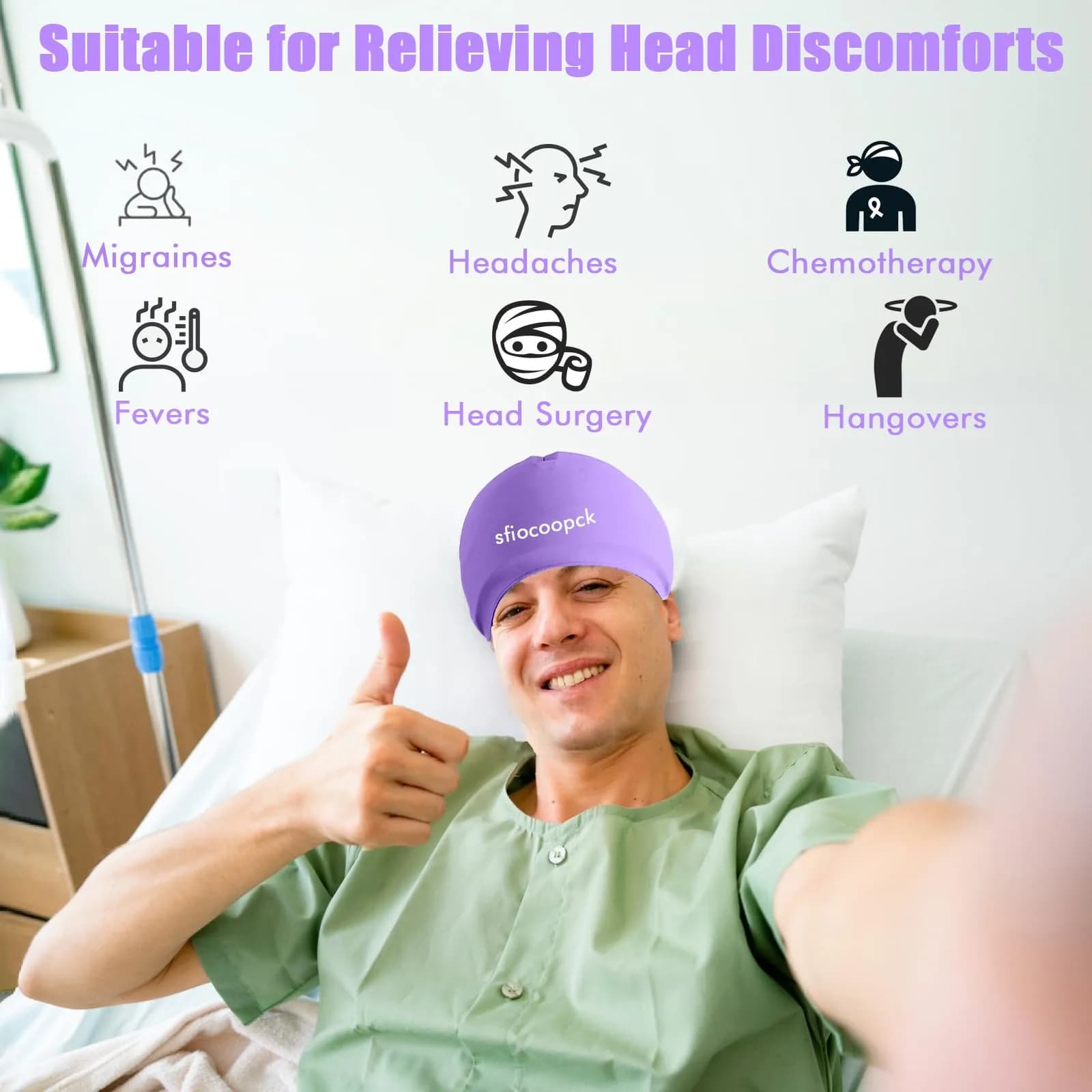 sfiocoopck Purple Chemo Cold Cap for Chemotherapy | Scalp Cooling for Hair Loss Prevention - view 3