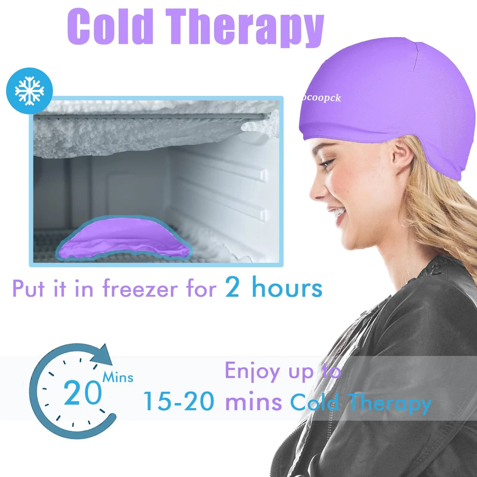 sfiocoopck Purple Chemo Cold Cap for Chemotherapy | Scalp Cooling for Hair Loss Prevention - view 4