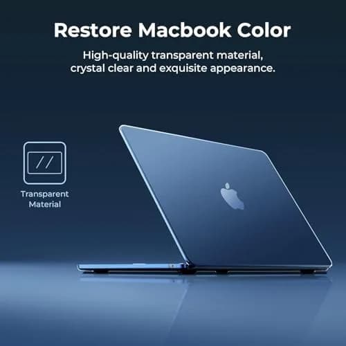 EooCoo Crystal Midnight Hard Shell Case for MacBook Air 13.6-inch M2-M5 (2022-2026) | Snap-On Protection thumbnail 4