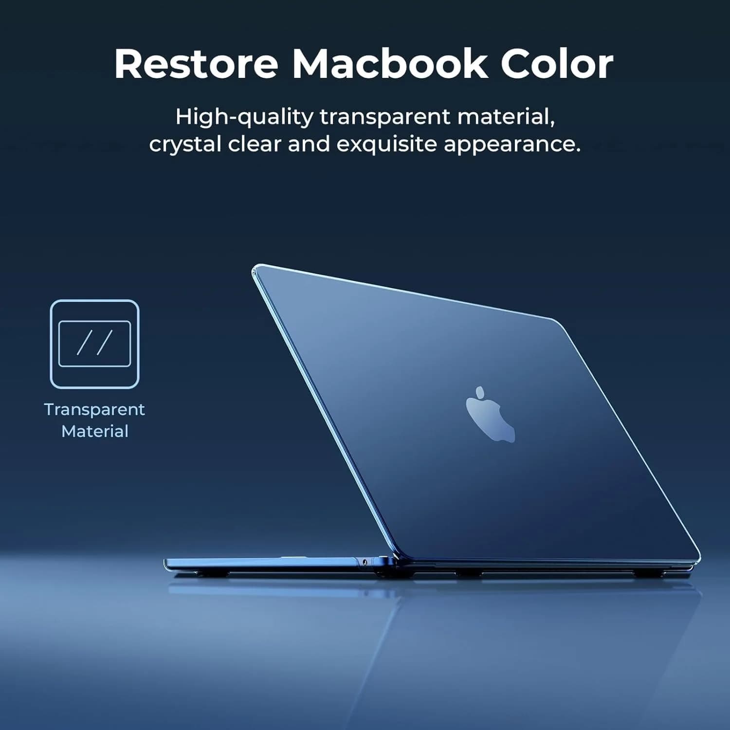 EooCoo Crystal Midnight Hard Shell Case for MacBook Air 13.6-inch M2-M5 (2022-2026) | Snap-On Protection - view 4