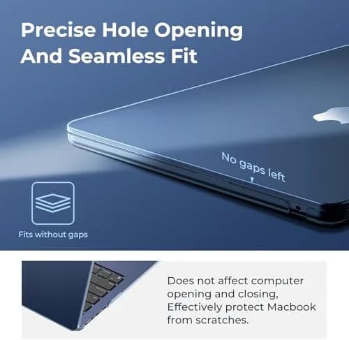 EooCoo Crystal Midnight Hard Shell Case for MacBook Air 13.6-inch M2-M5 (2022-2026) | Snap-On Protection thumbnail 3