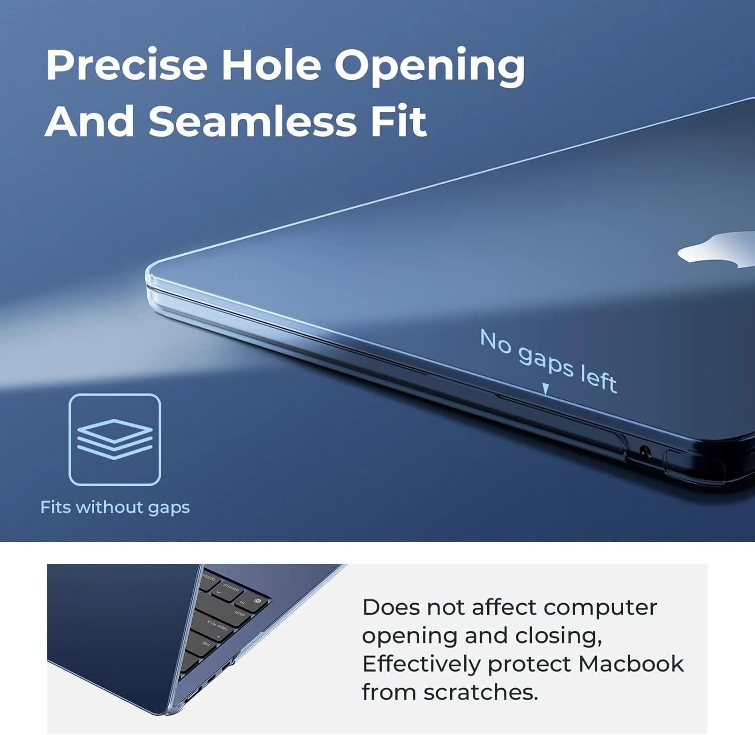 EooCoo Crystal Midnight Hard Shell Case for MacBook Air 13.6-inch M2-M5 (2022-2026) | Snap-On Protection - view 3
