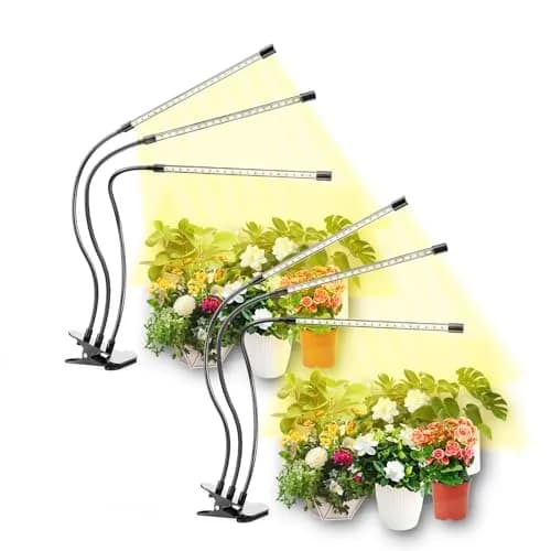 Bseah Full Spectrum LED Grow Light 2 Pack | 3-Head Clip-On with Timer & Dimmable Brightness thumbnail 1