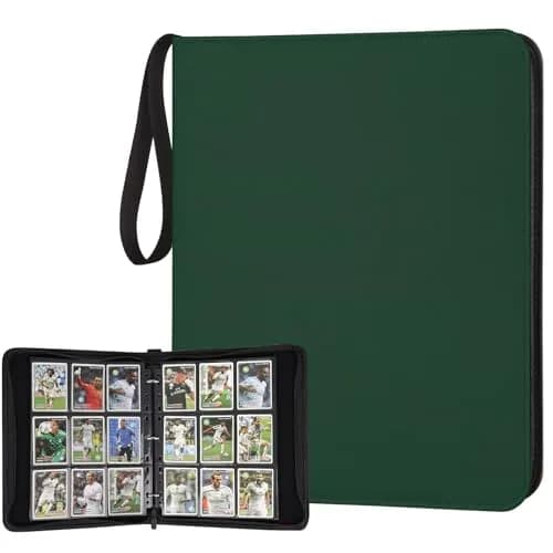 GERMUN 3-Ring 720-Pocket Zipper Card Binder | Archival-Safe PU Trading Card Album Folder (Dark Green) - main product image
