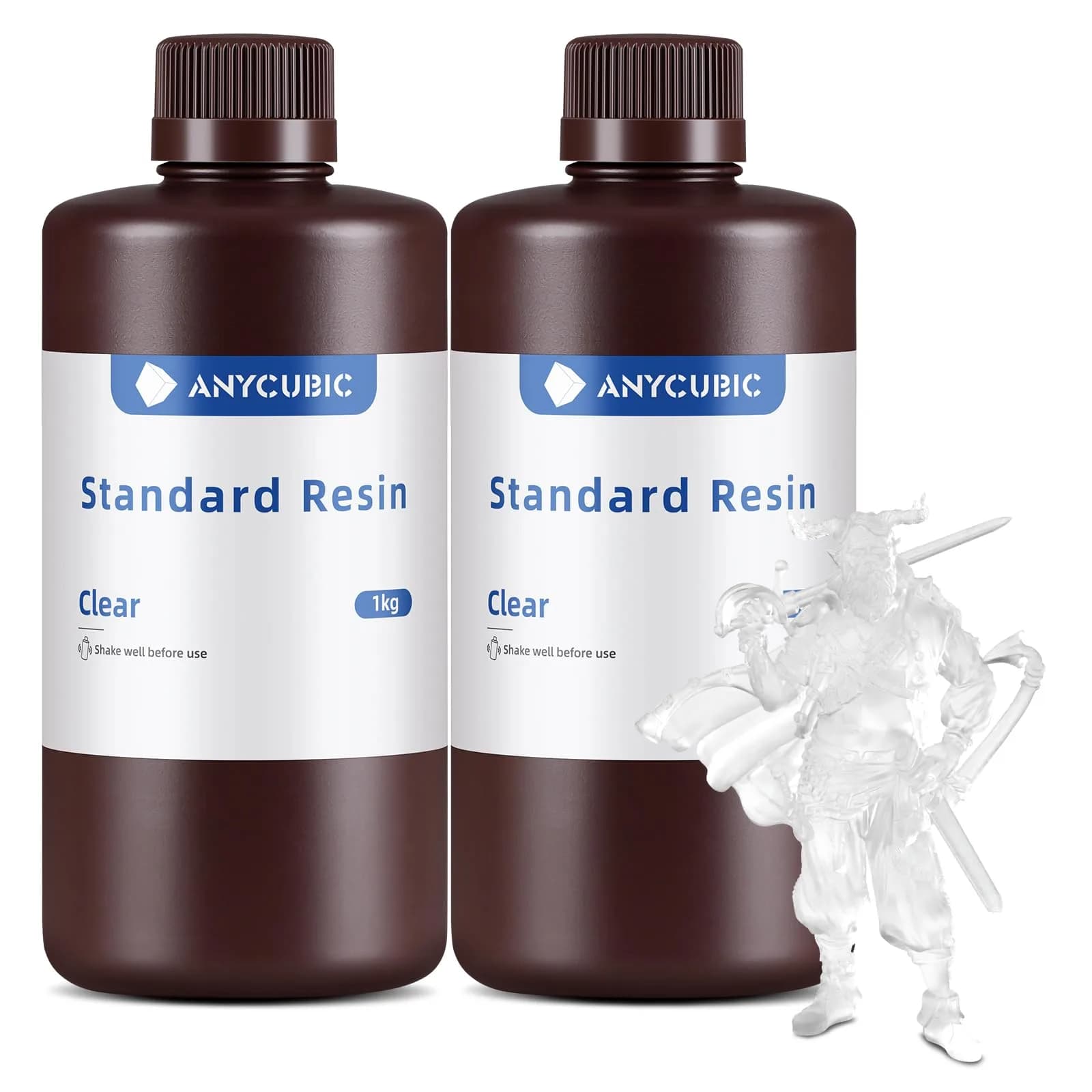 ANYCUBIC 3D Printer Resin 2kg (70.5oz) | High Precision Fast Curing UV Photopolymer Resin for LCD 3D Printing, Clear - main product image