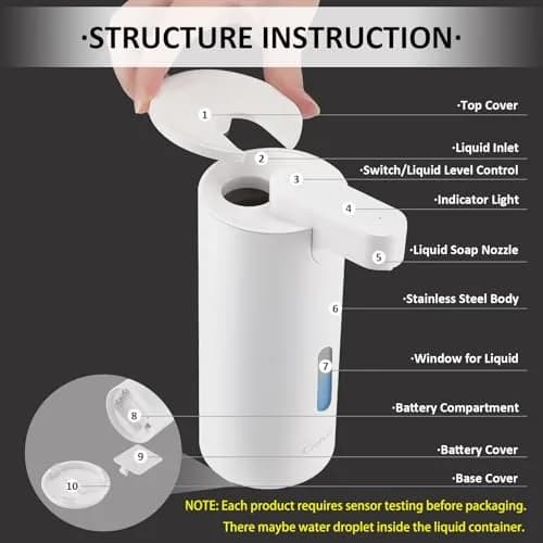 Crehora Automatic Soap Dispenser Touchless, 340ml (12oz) | Hygienic Hands-Free Dispensing for Bathrooms & Kitchens thumbnail 5